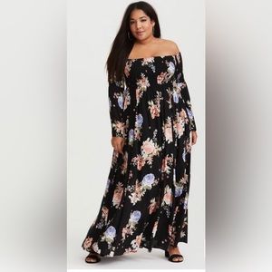 Torrid Floral Off Shoulder Smocked Maxi Dress
